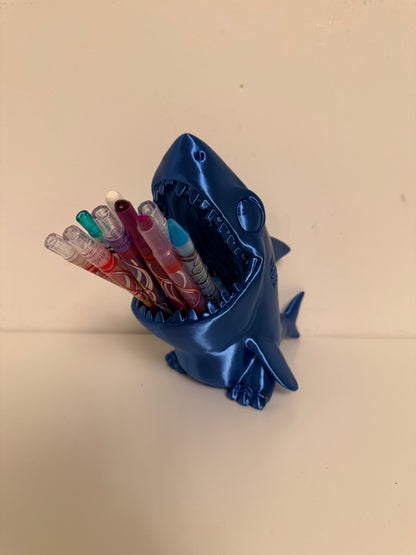 Blue Shark Pencil Pot – Kids Desk Organiser, Pen Holder for Children